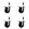 Service Caster 4'' Soft Rubber Swivel 7/8'' Expanding Stem Caster Set Total Lock Brake, 4PK SCC-EXTTL20S414-SRS-78-4 - alternate 1